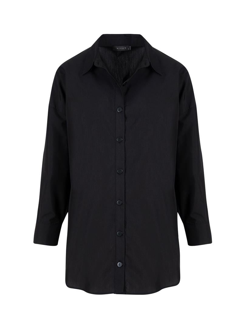 Oversıze Düşük Omuz Gömlek - Siyah