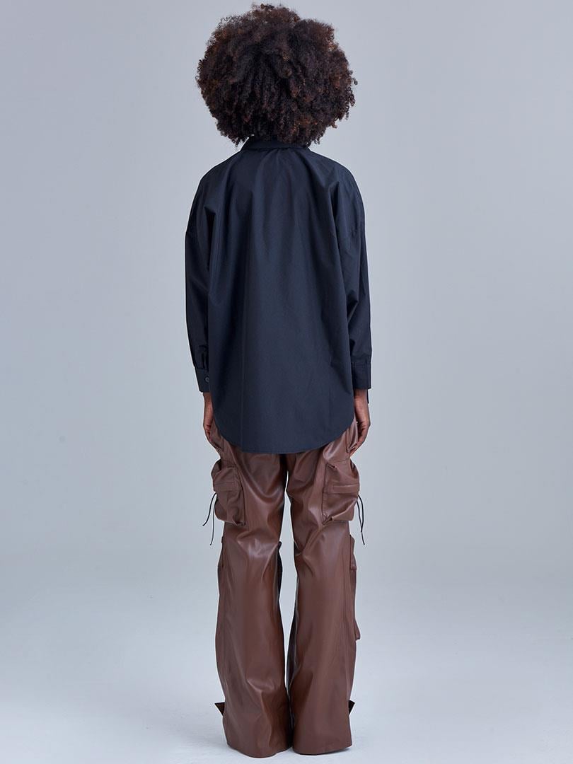 Oversıze Düşük Omuz Gömlek - Siyah