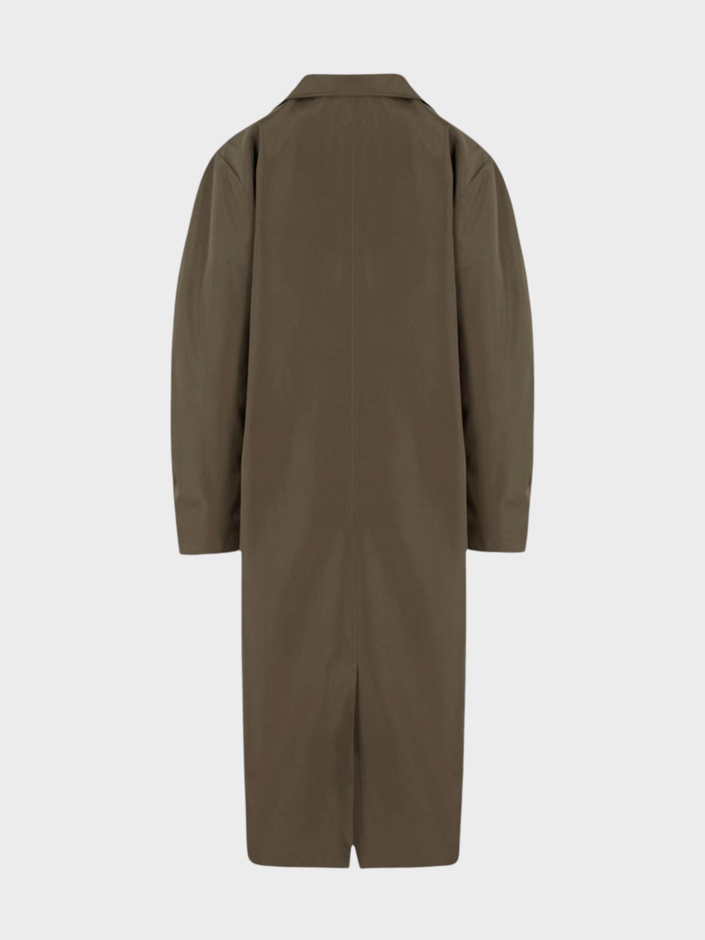 Oversize Kesim Düğmeli ve Cep Detaylı Uzun Trençkot - Haki