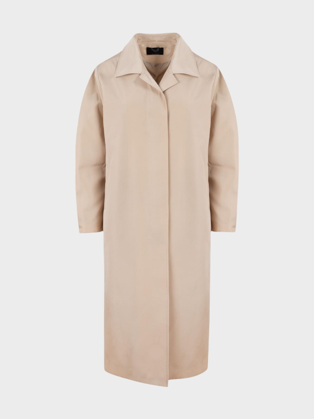 Oversize Kesim Düğmeli ve Cep Detaylı Uzun Trençkot - Bej
