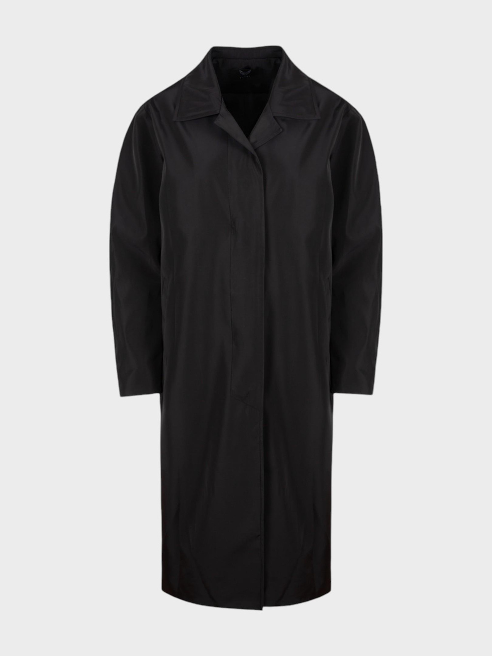 Oversize Kesim Düğmeli ve Cep Detaylı Uzun Trençkot - Siyah