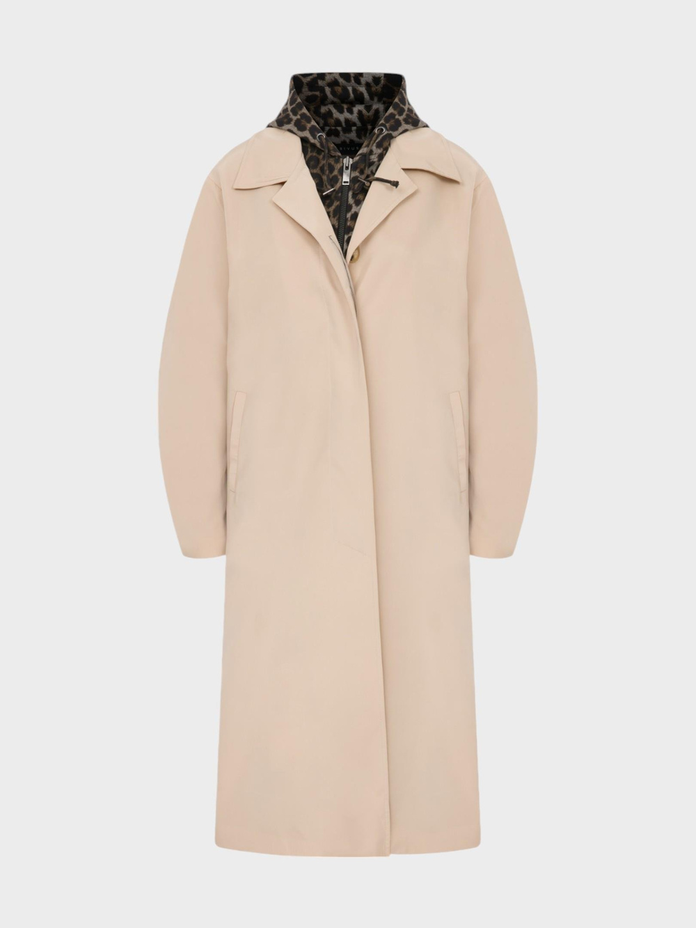 Oversize Kesim Düğmeli ve Cep Detaylı Uzun Trençkot - Bej