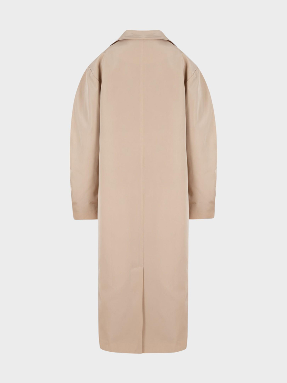 Oversize Kesim Düğmeli ve Cep Detaylı Uzun Trençkot - Bej