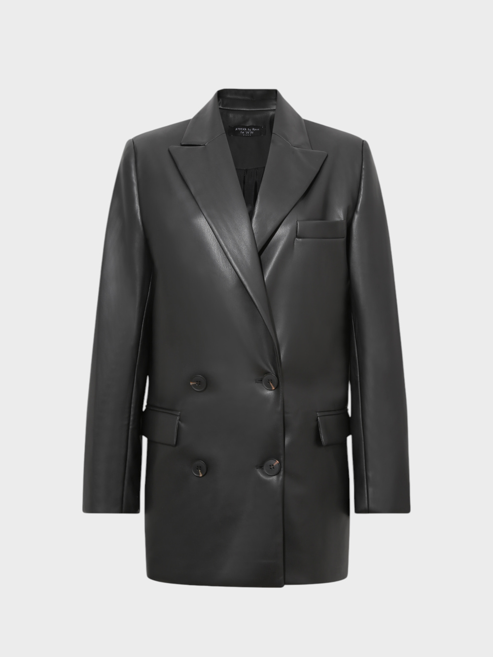 Oversize Kruvaze  Kesim Deri Ceket - Siyah