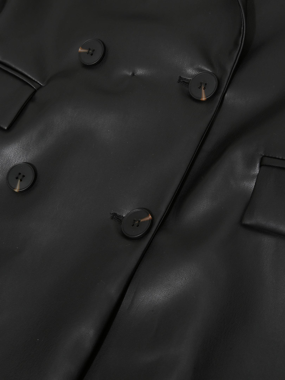 Oversize Kruvaze  Kesim Deri Ceket - Siyah