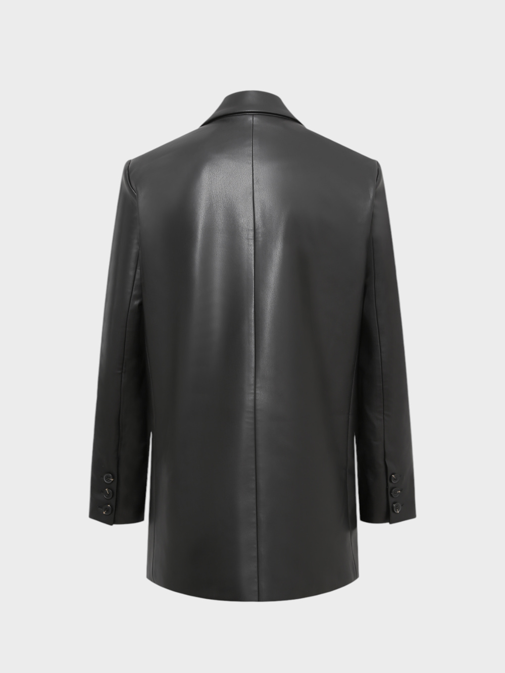 Oversize Kruvaze  Kesim Deri Ceket - Siyah