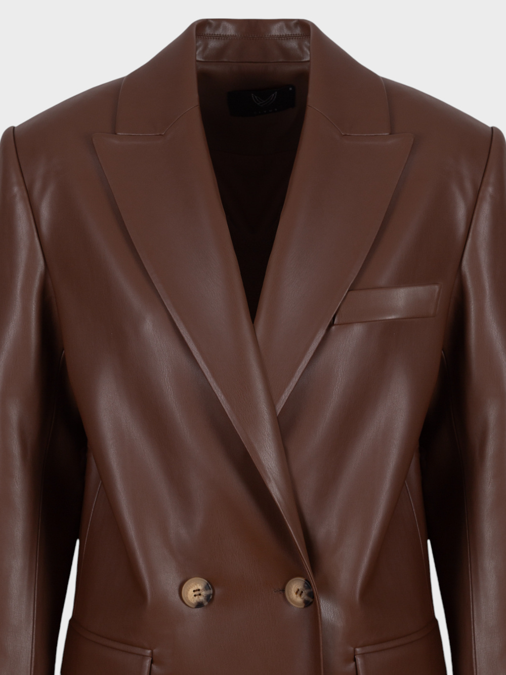 Oversize Kruvaze  Kesim Deri Ceket - Kahve