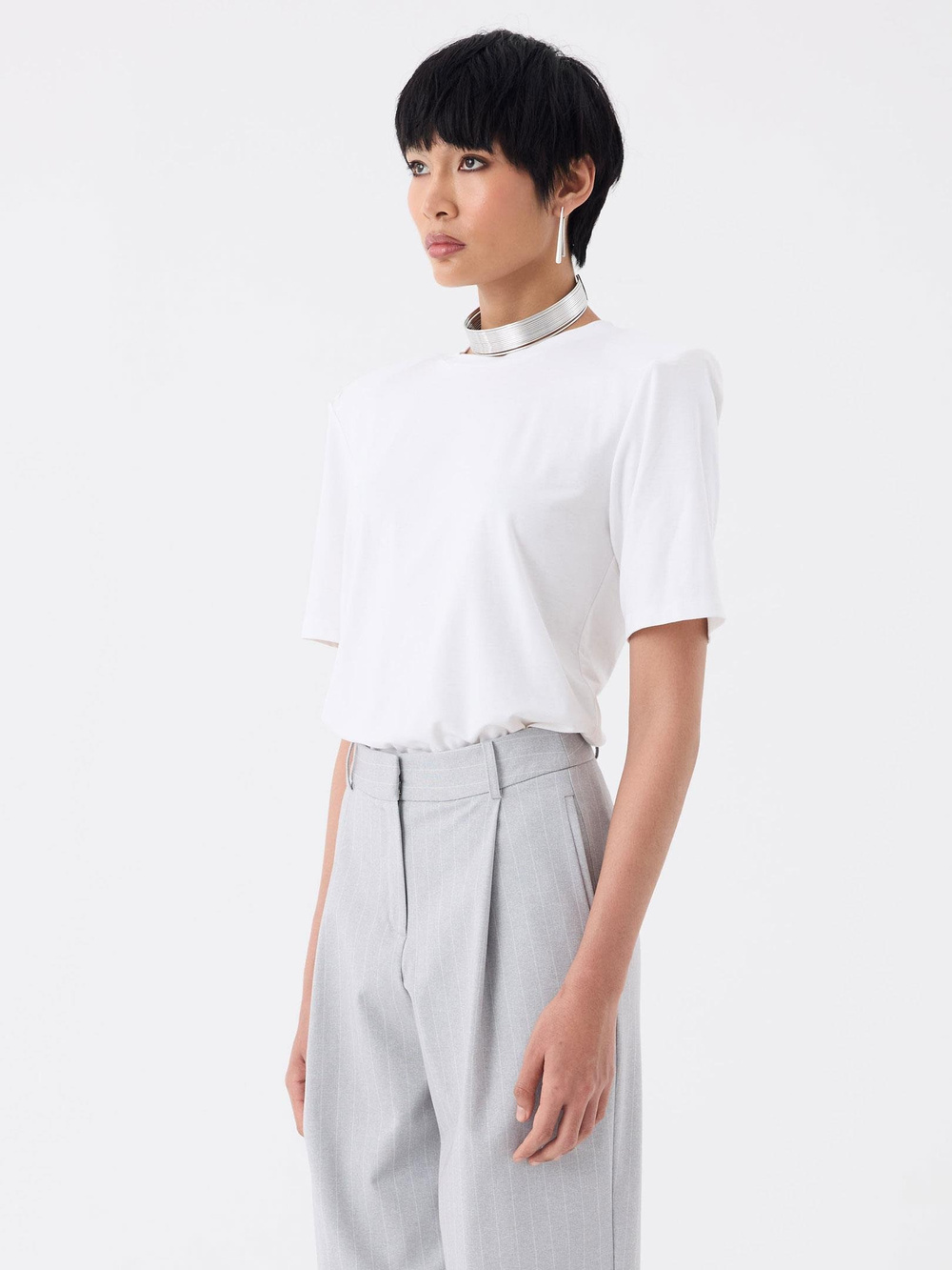 Premium Yumuşak Tuşeli Vatkalı T-Shirt - Beyaz