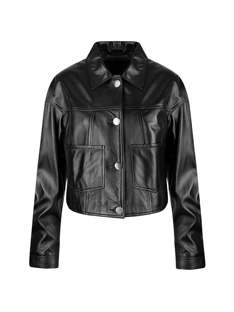 Püsküllü Deri Ceket - Siyah