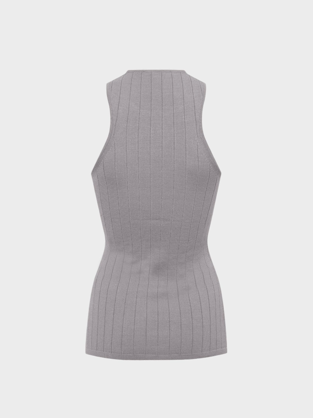 Sıfır Kollu Halter Yaka Örme Bluz - Gri