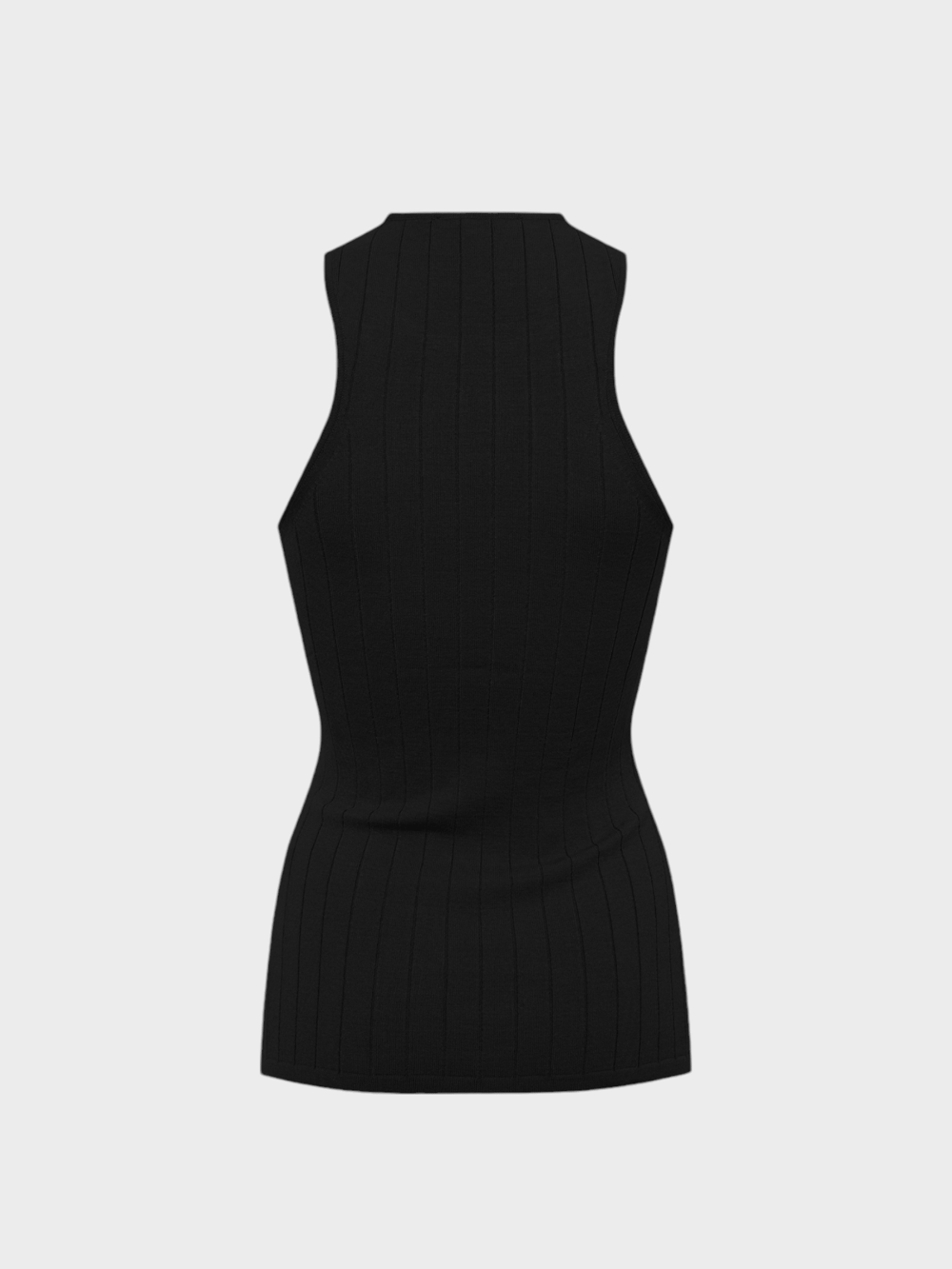 Sıfır Kollu Halter Yaka Örme Bluz - Siyah