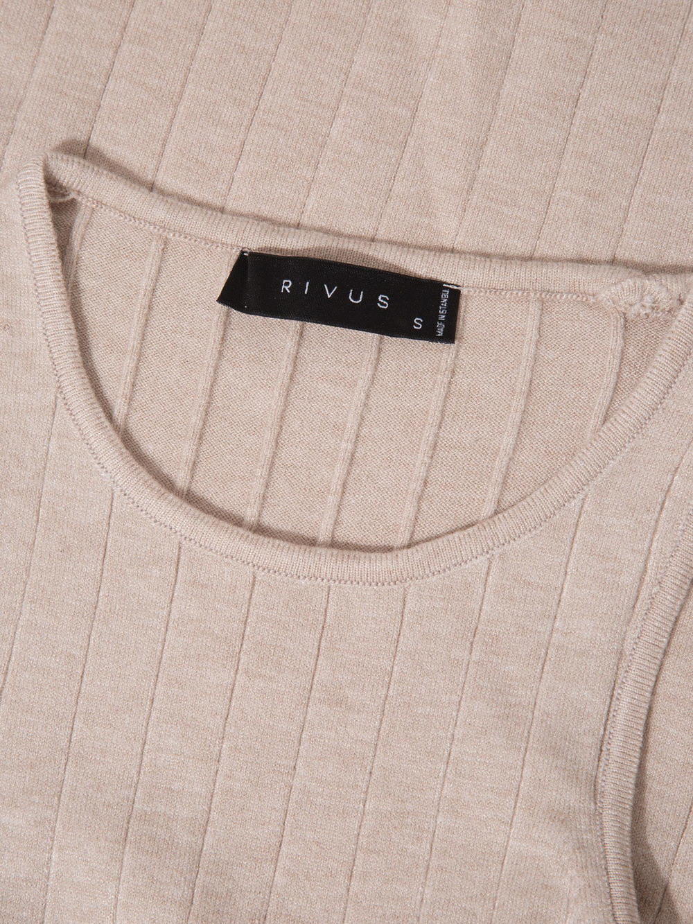 Sıfır Kollu Halter Yaka Örme Bluz - Bej