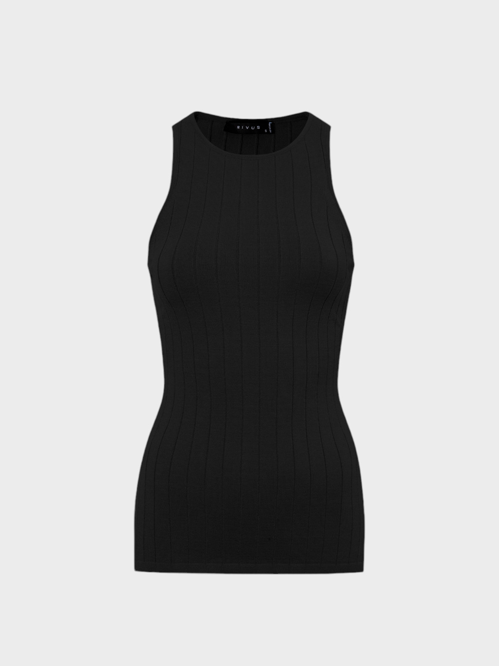 Sıfır Kollu Halter Yaka Örme Bluz - Siyah