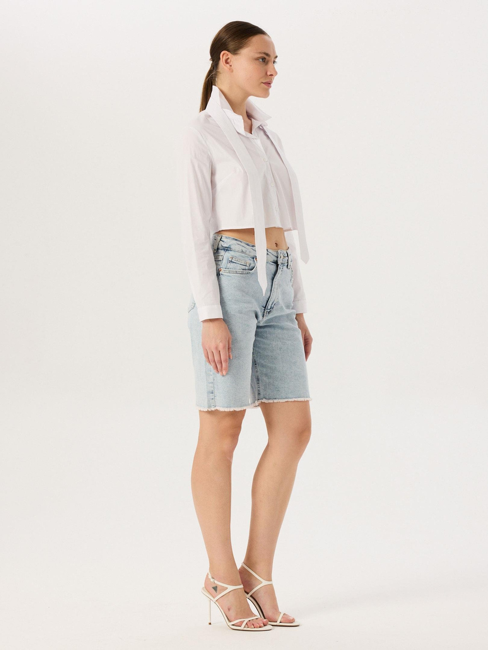 Straight Fit Jean Bermuda Şort - Light Indigo 