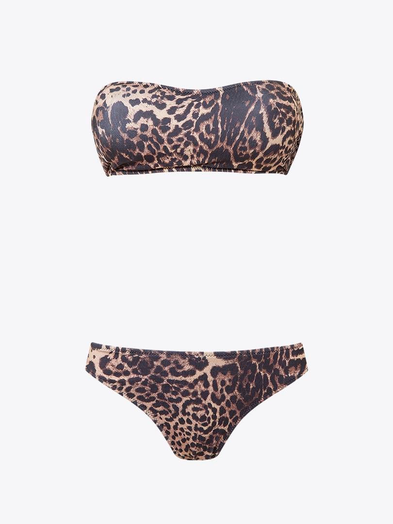 Straplez Bikini Takımı - Leopar