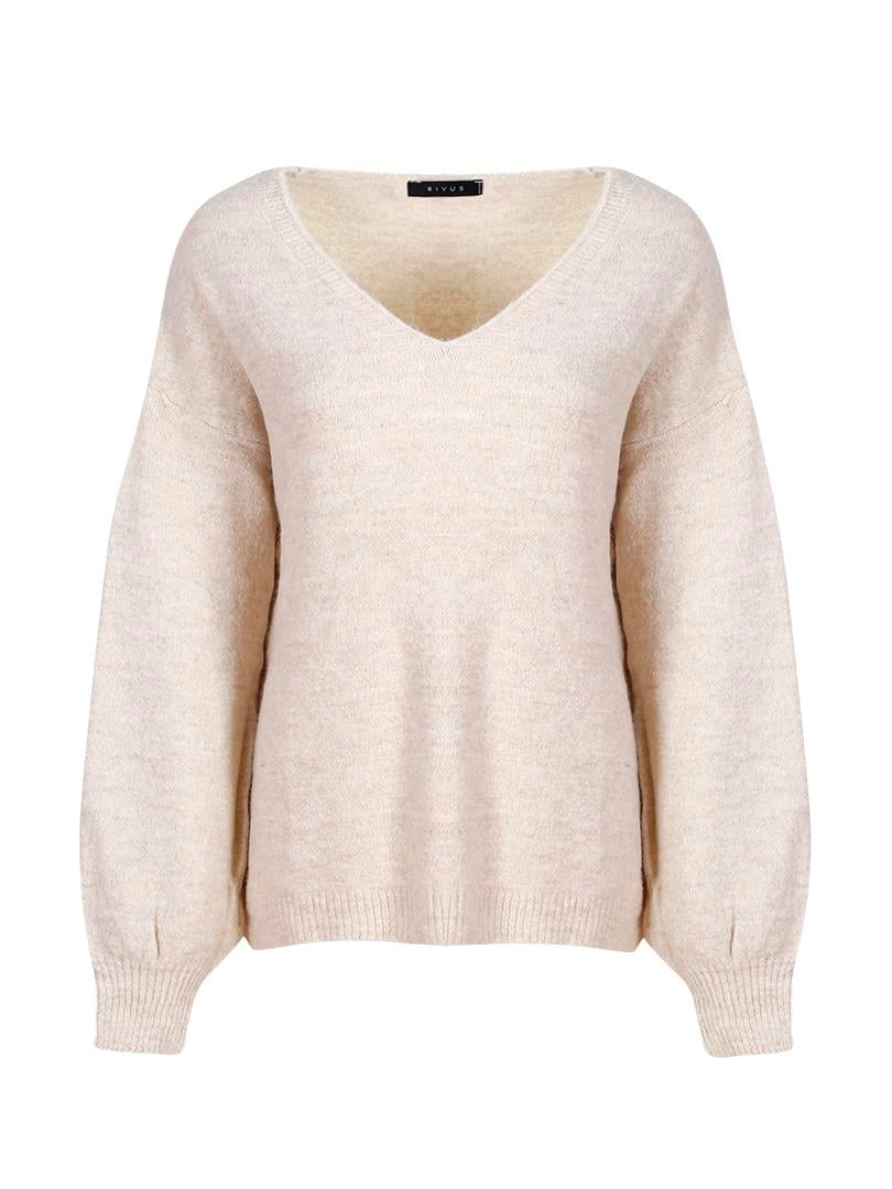 V Yaka Oversize Triko - Vizon