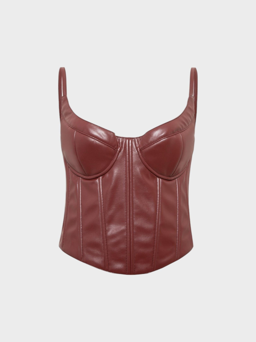 Vegan Deri Büstiyer - Bordo