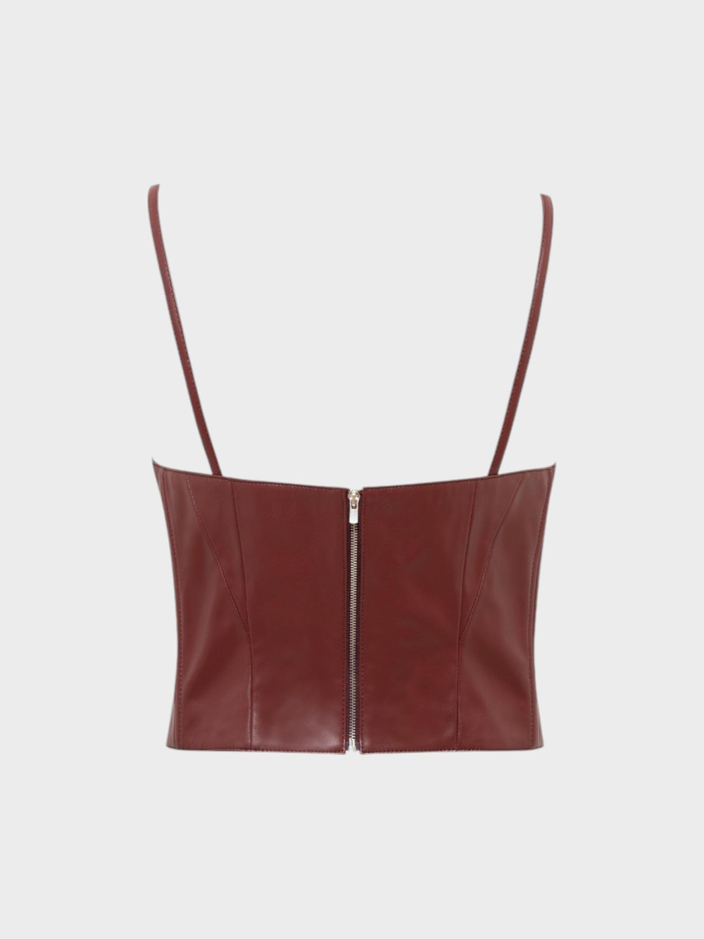 Vegan Deri Büstiyer - Bordo