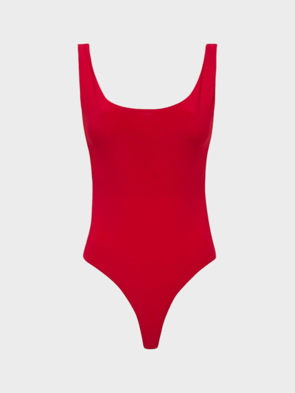 Yuvarlak Yaka Kesimli Askılı Body - Kırmızı