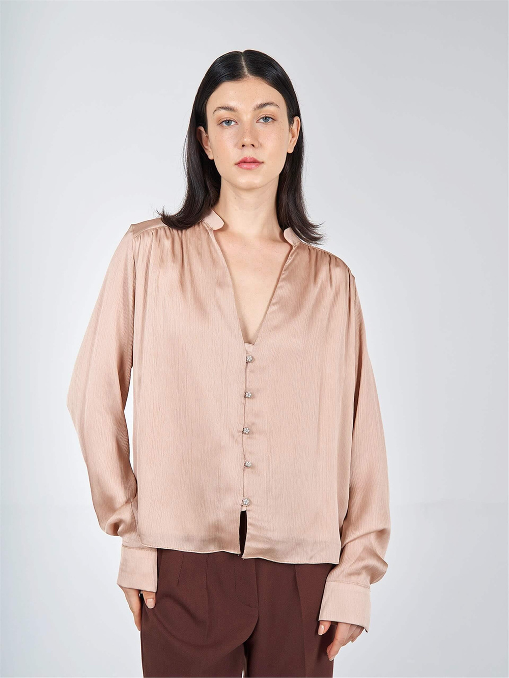 Wholesale Double Layered Long Sleeve Blouse