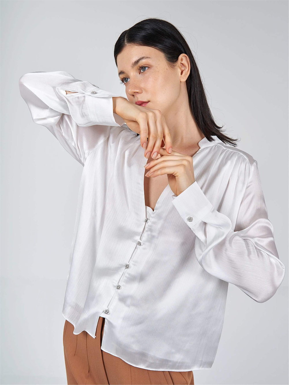 Wholesale Double Layered Long Sleeve Blouse