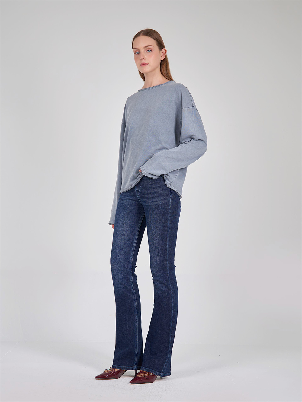 Raw Edge Neckline Oversize Sweater