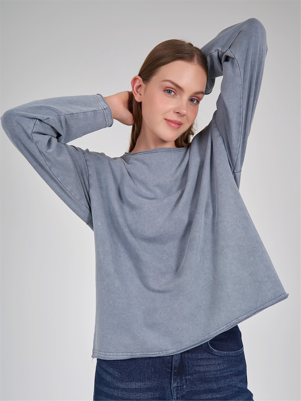 Raw Edge Neckline Oversize Sweater