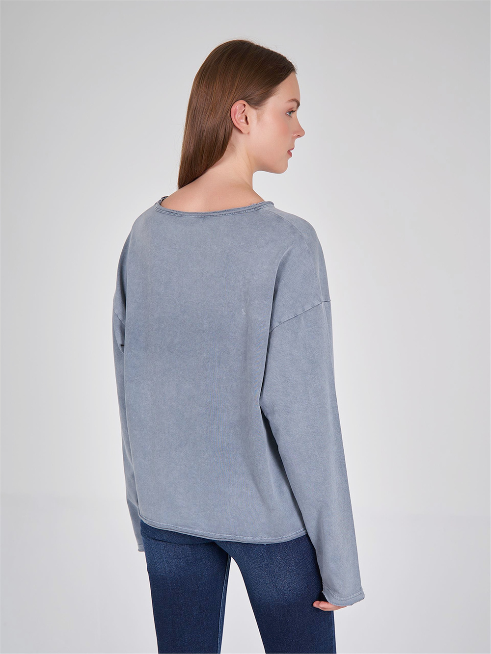 Raw Edge Neckline Oversize Sweater
