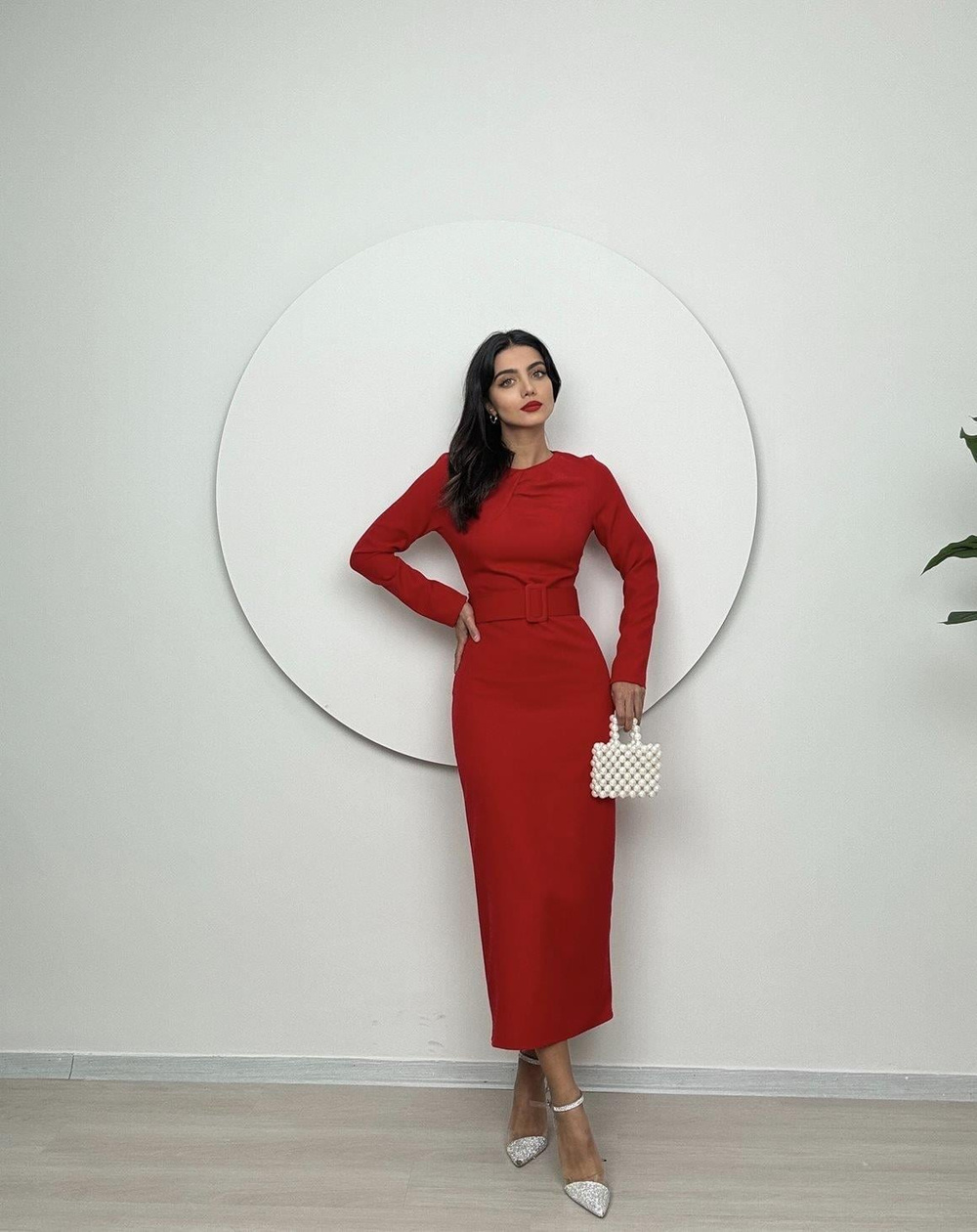 Wholesale Midi Dress with Matching Belt