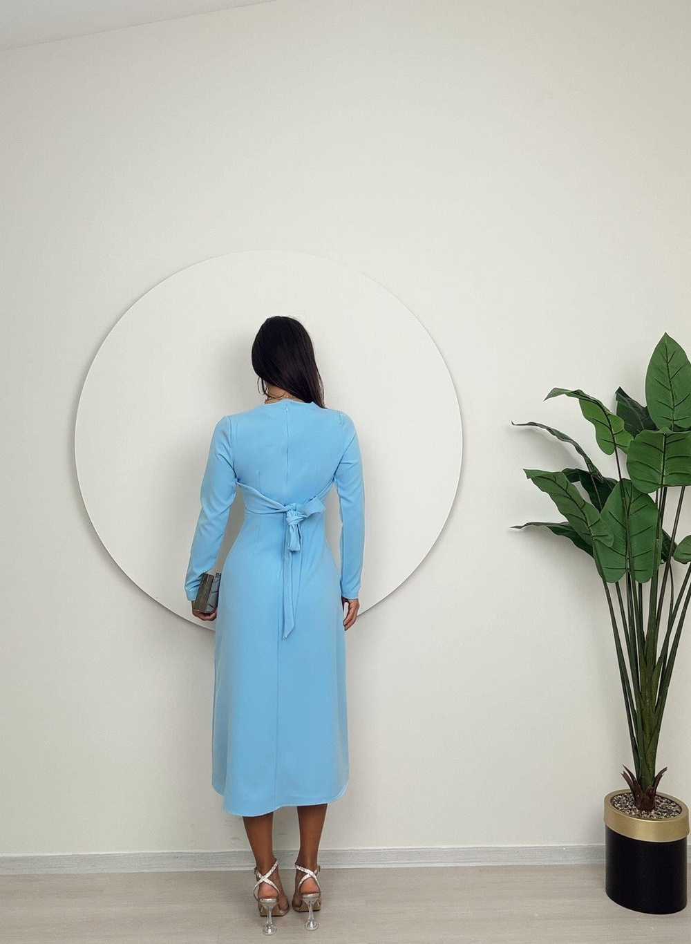 Wholesale Midi Dress with Pleated Waist