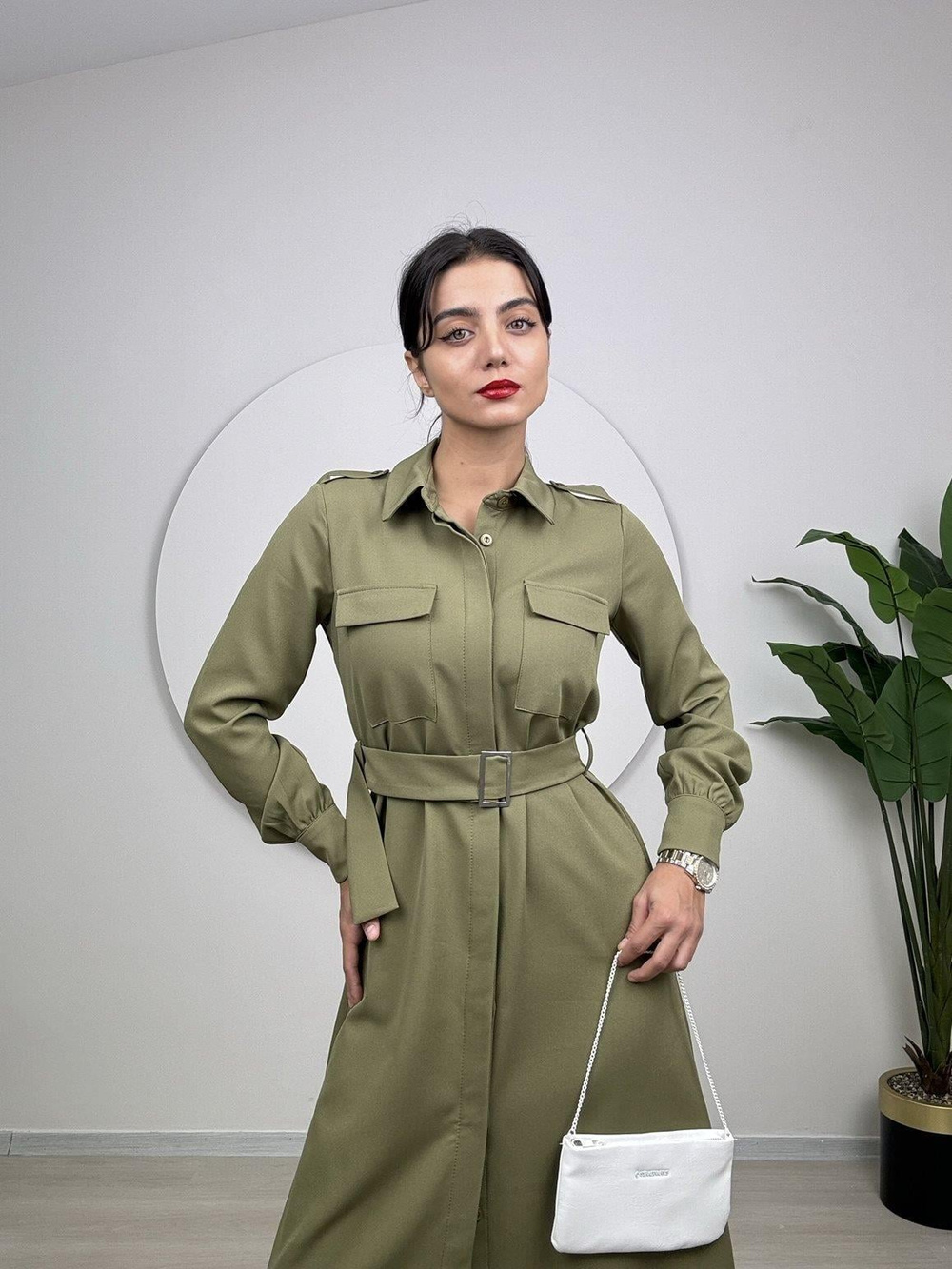 Wholesale Midi Shirt Dress with Matching Belt