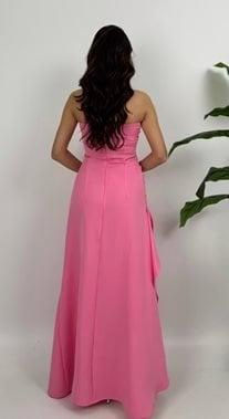 Wholesale Strapless Atlas Dress with Slit