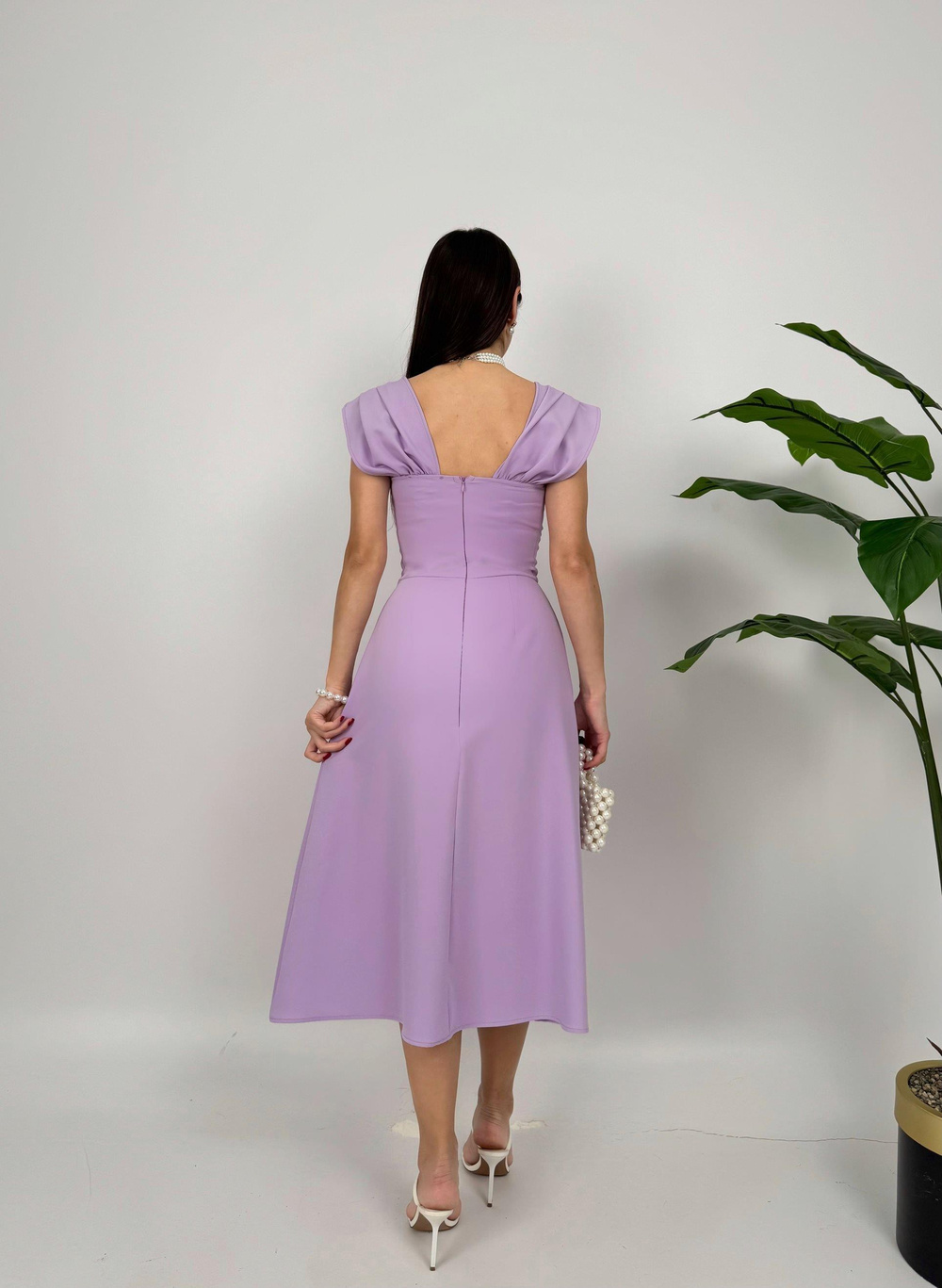 Wholesale Midi Dress with Pearl Embellishments