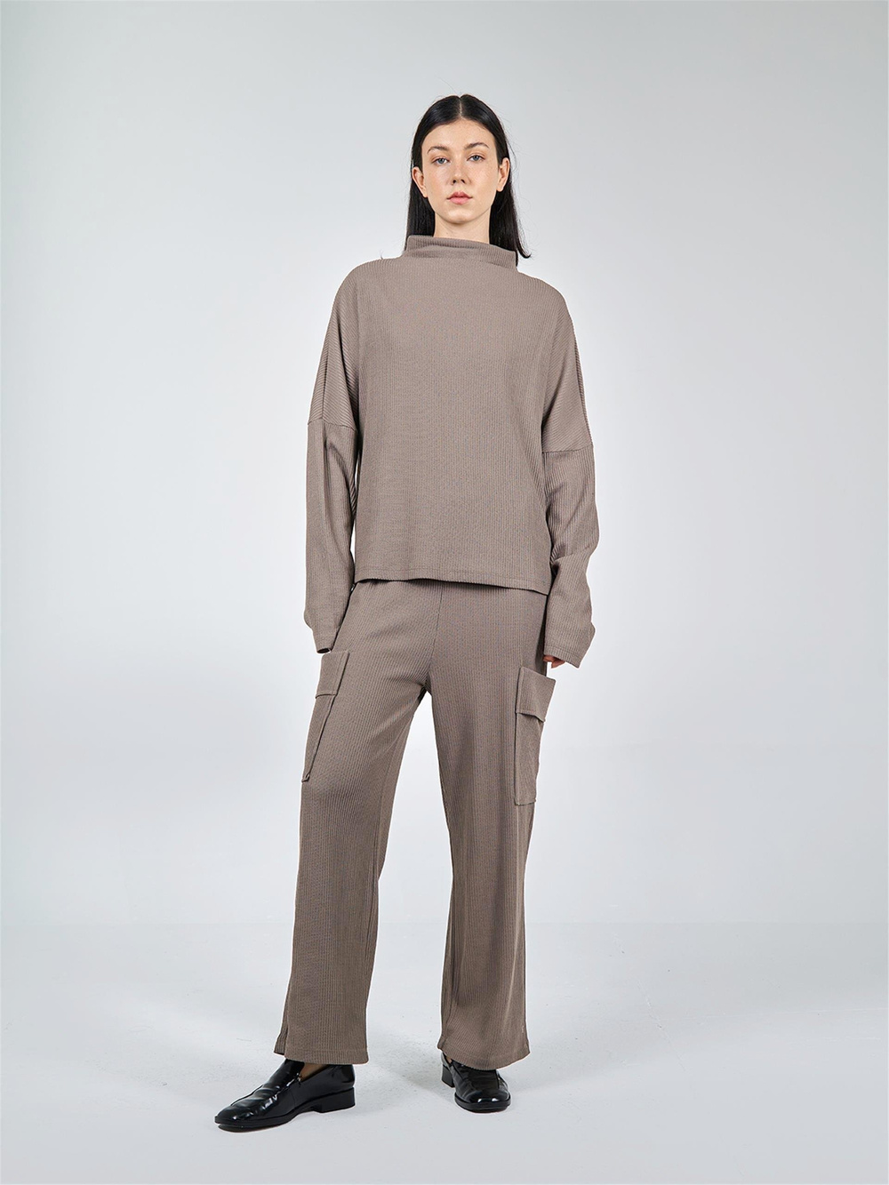 Wholesale Long Sleeve Knit  Sweater With Loose Fit Pants