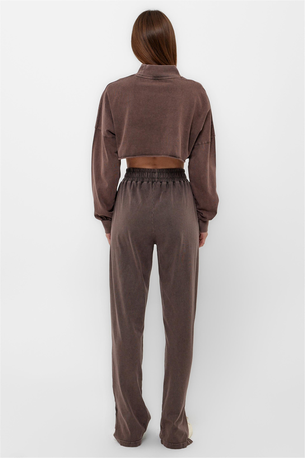 Turtleneck Crop Sweatshirt And Sweatpants Set
