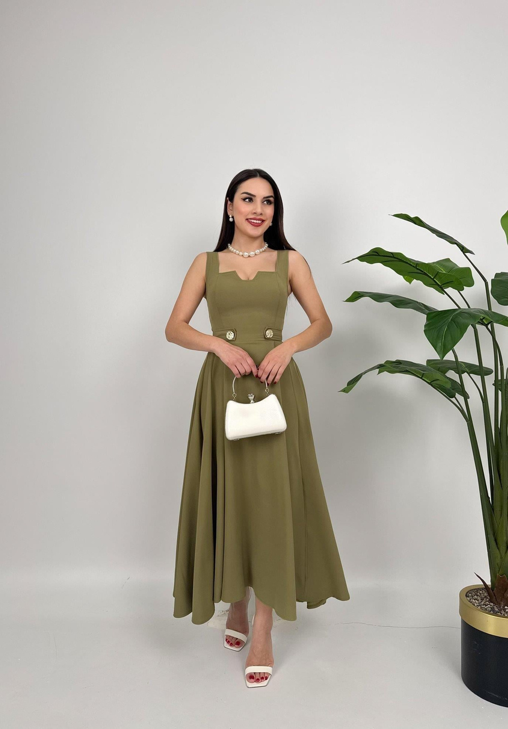 Wholesale Maxi Dress with Gold Buttons