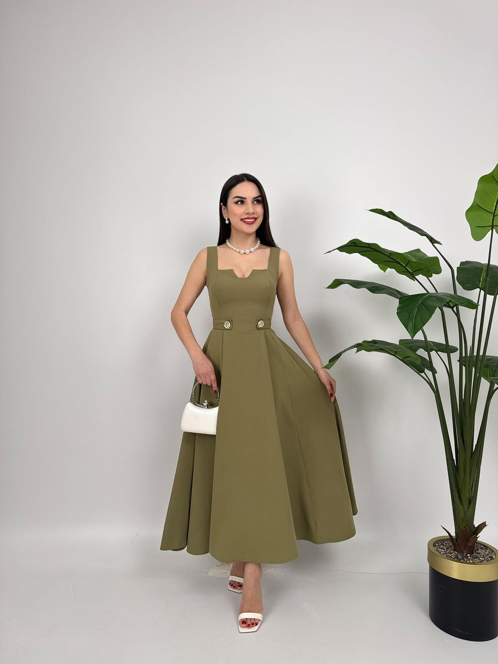 Wholesale Maxi Dress with Gold Buttons