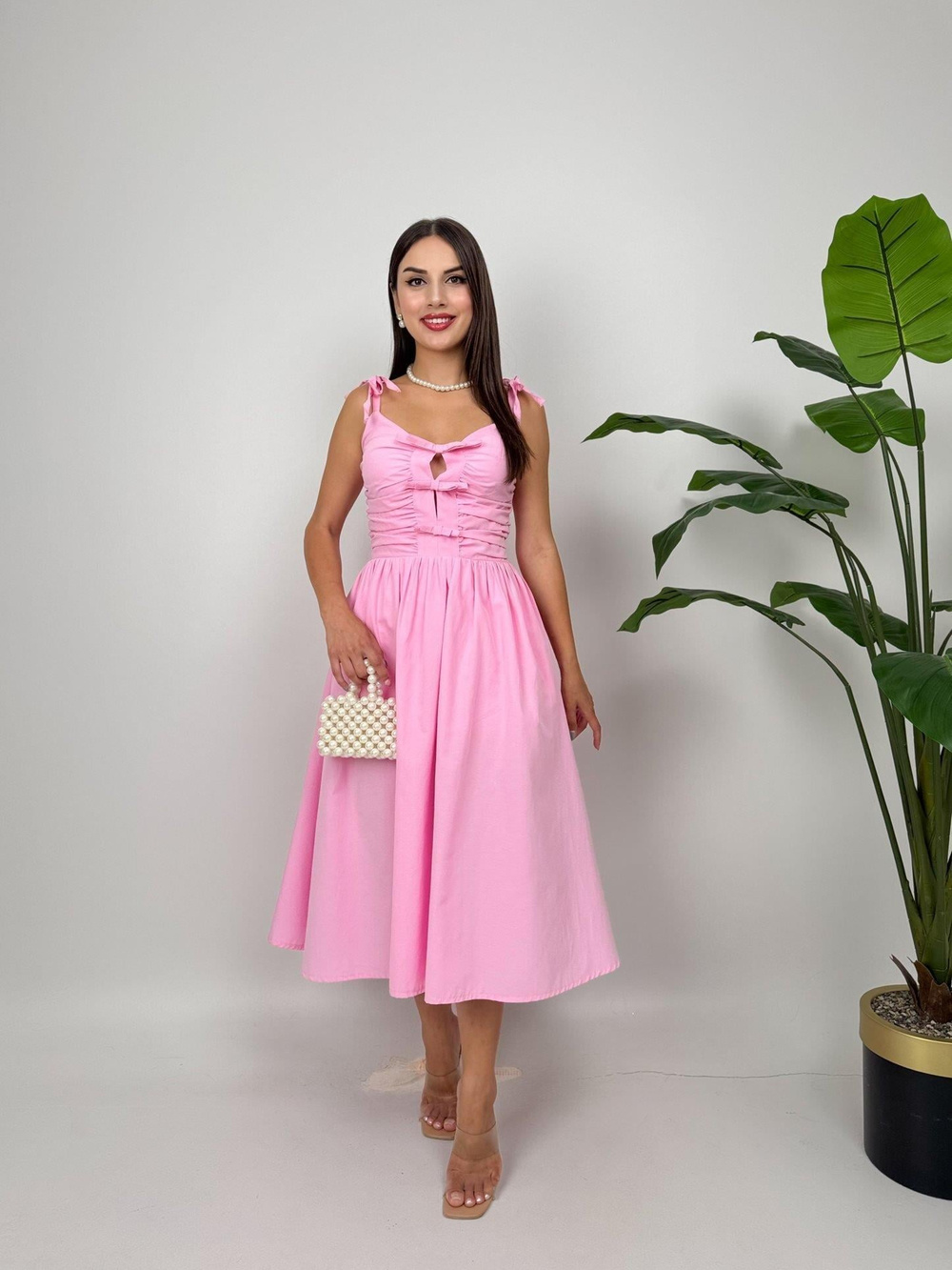 Wholesale Midi Dress with Bow Details