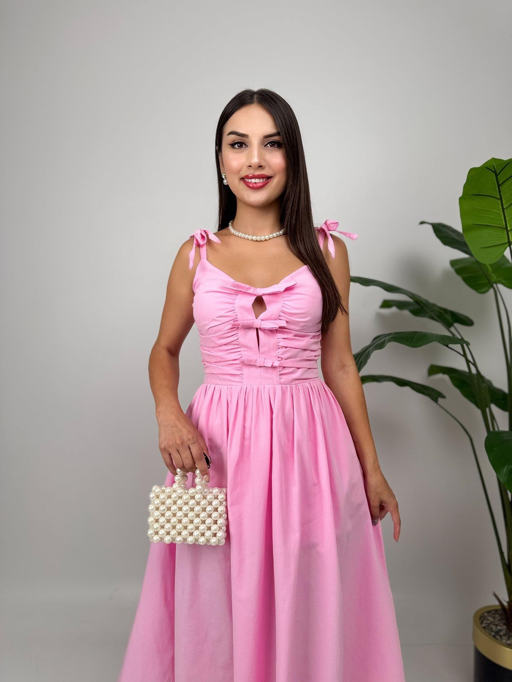 Wholesale Midi Dress with Bow Details
