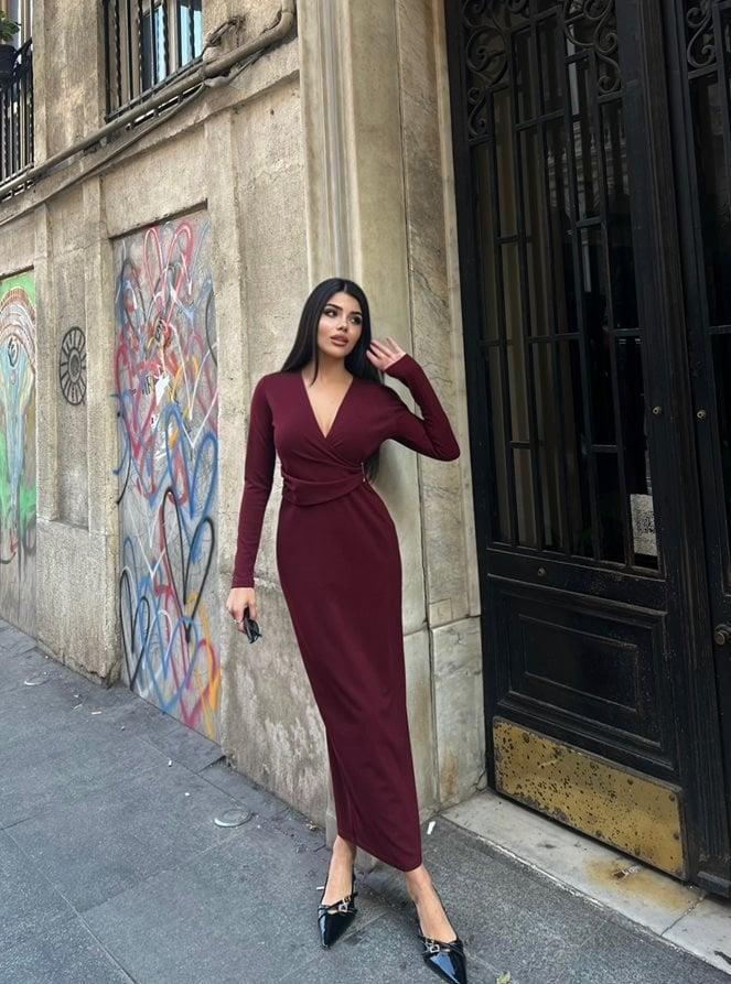 Wholesale Faux-Wrap Maxi Dress