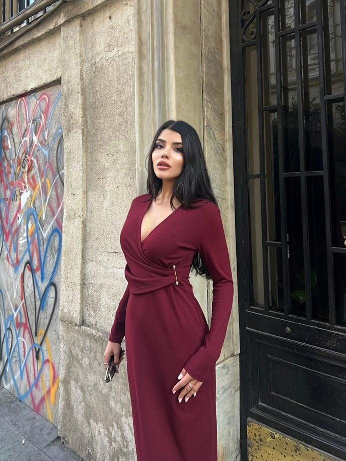 Wholesale Faux-Wrap Maxi Dress