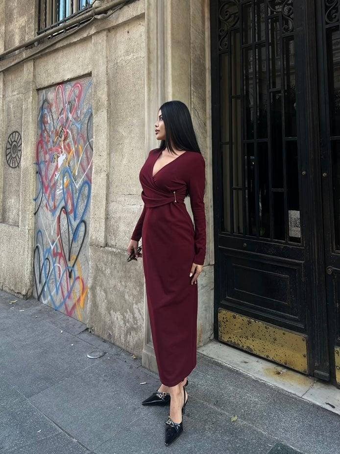 Wholesale Faux-Wrap Maxi Dress