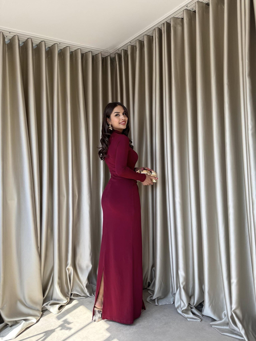 Wholesale Maxi Dress with Front Gold Buckle