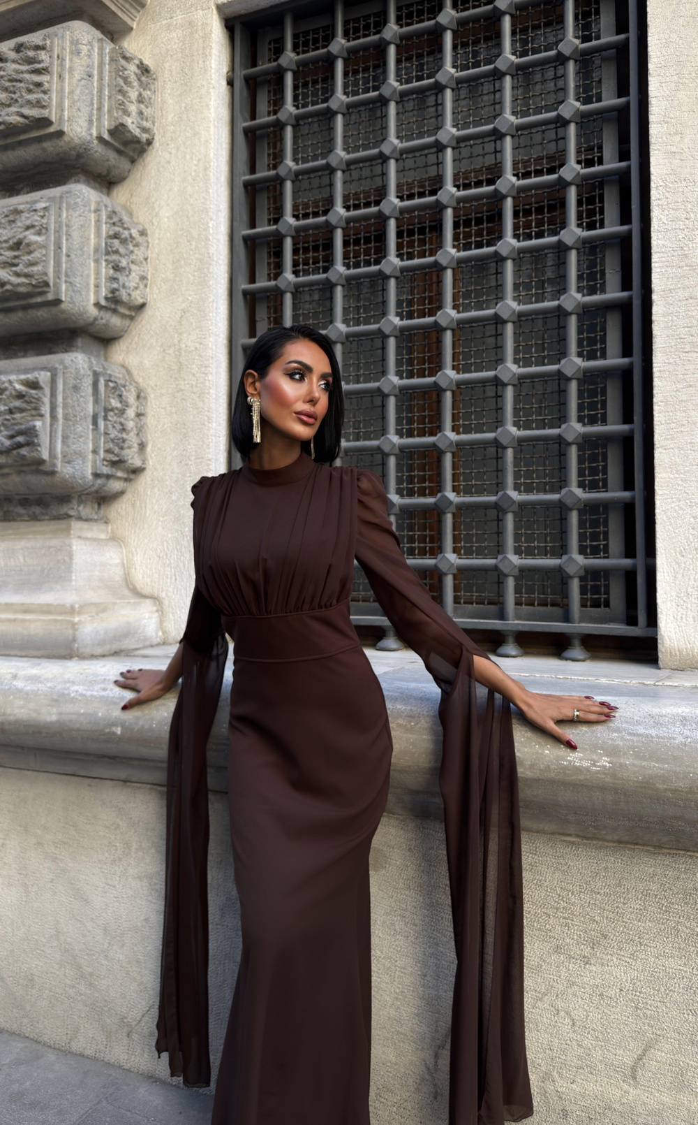 Wholesale Maxi Dress with Chiffon Sleeves