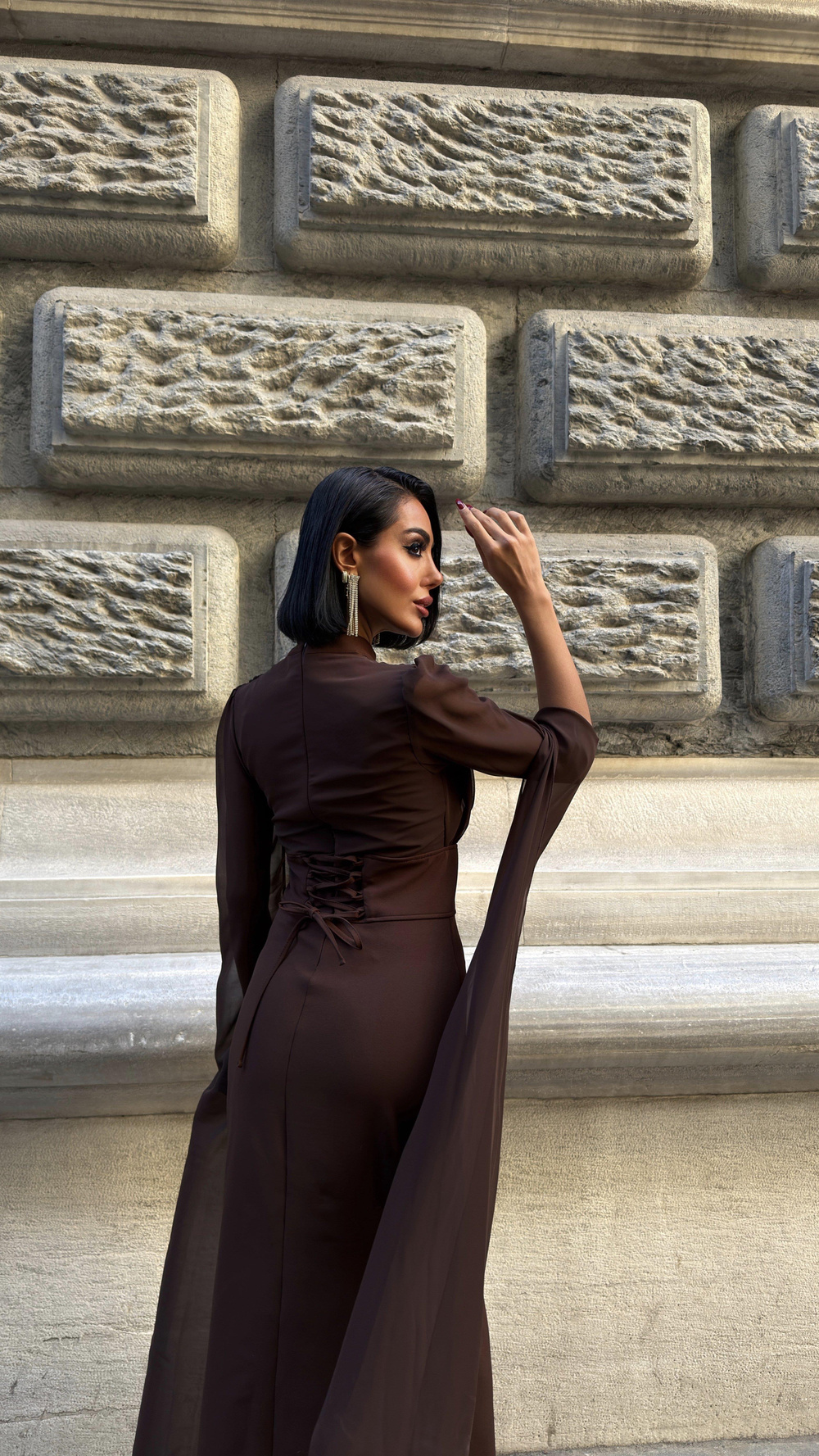Wholesale Maxi Dress with Chiffon Sleeves