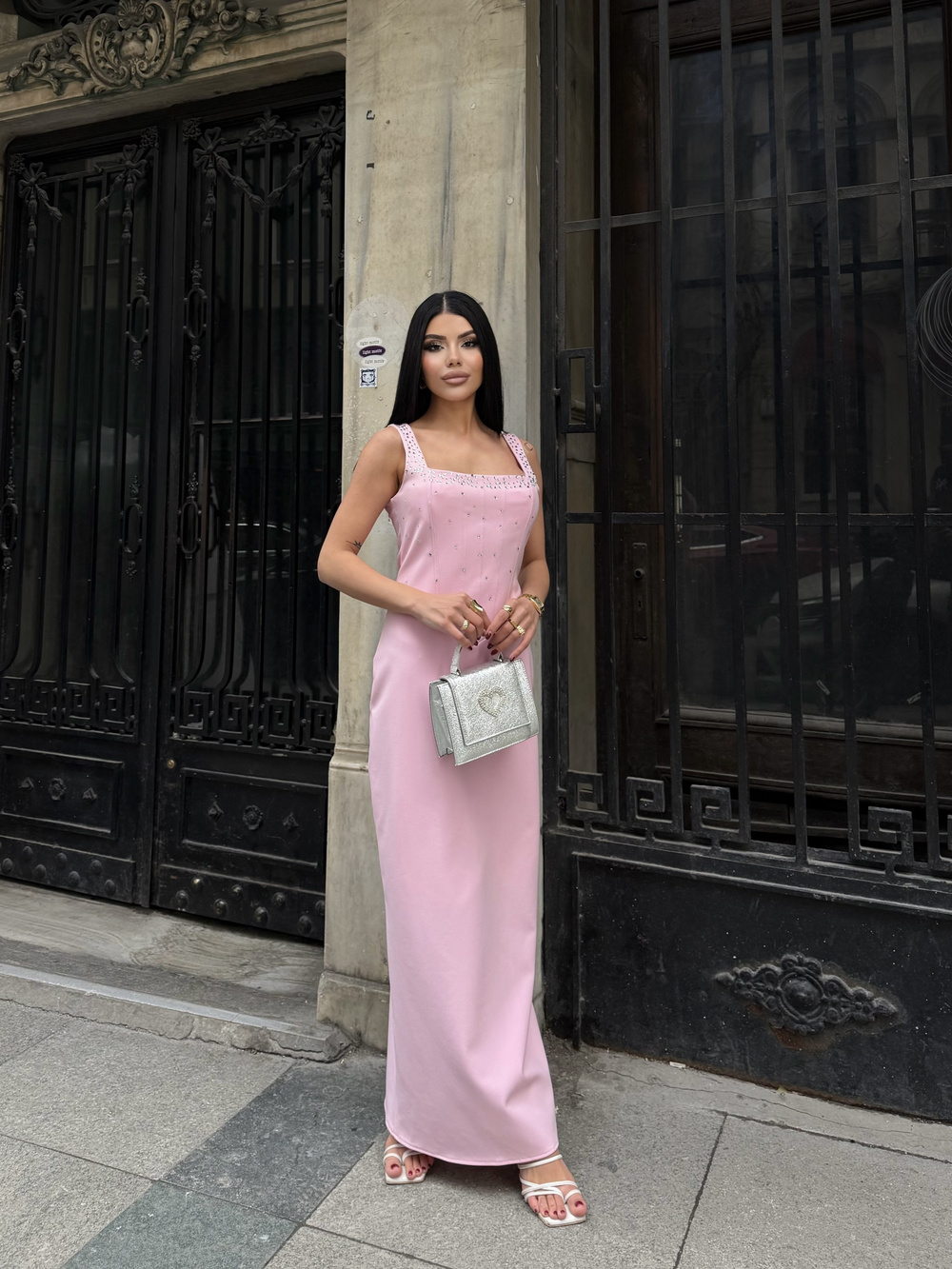 Wholesale Rhinestone-Embellished Maxi Dress