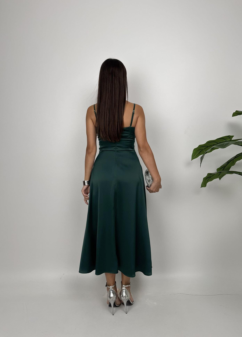 Wholesale Satin Midi Dress with Bow Detail