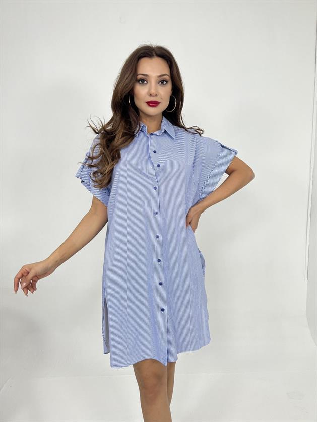 Wholesale Womens Shirt-Blue White Striped