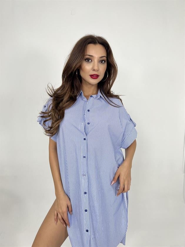 Wholesale Womens Shirt-Blue White Striped