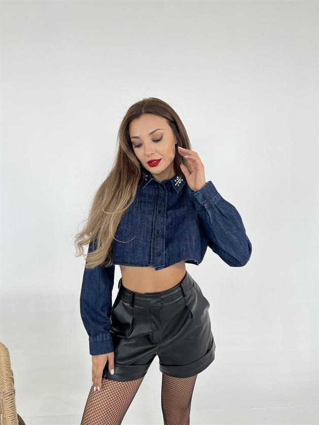 Wholesale Womens Denim Blouse-Blue